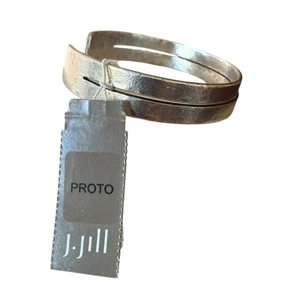 J. Jill Metal Cuff Bracelet Silver Tone Textured Rustic Minimalist Boho Classic - Picture 5 of 11
